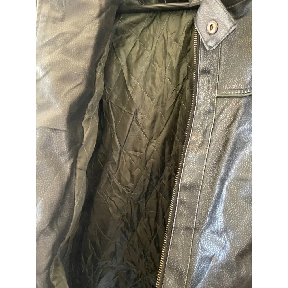 Y2k Arizona Jean Co Mens Black Leather Racer Moto Jacket 2XLT
